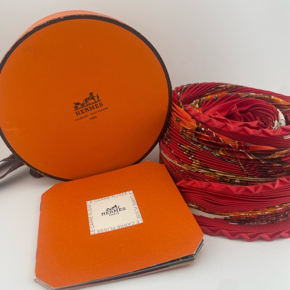 Hermès Paris Carré Plissé Silk Scarf with Box | Collector Piece